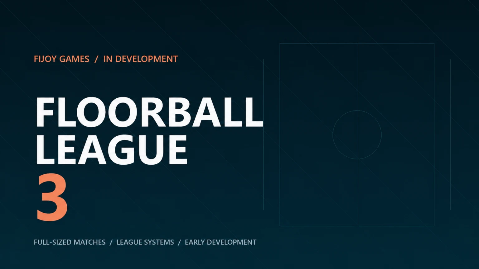 Floorball League 3 title card with a simplified floorball rink